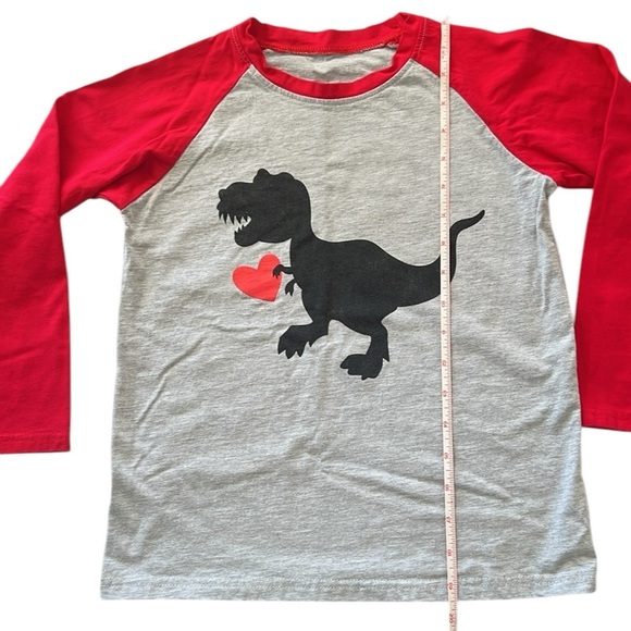 Red and Gray Dinosaur Long Sleeve Shirt - Picture 4 of 8